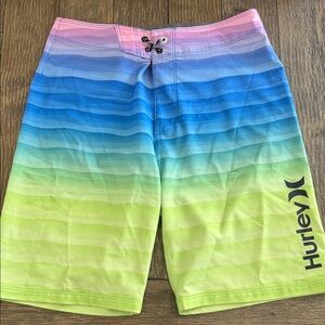Hurley Men's Gradient Swim Trunks in Pink, Blue & Lime Green